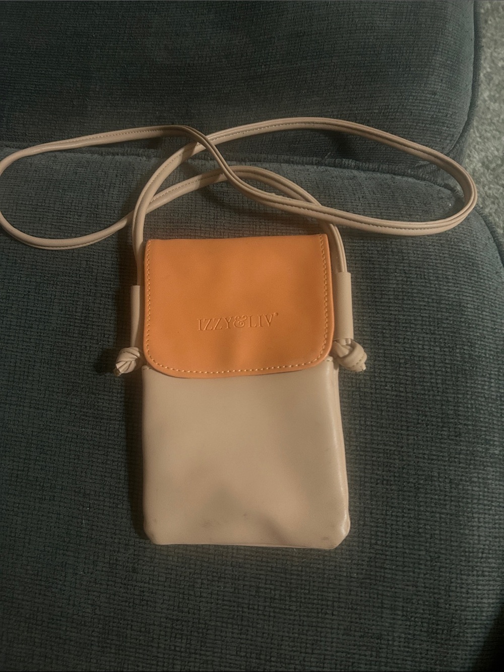 Izzyliv Two-Tone Crossbody Phone Bag in Tan and Orange - Picture 1 of 1